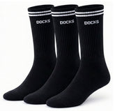 3 Paar DOCKS Socken Komfortbund Sport Tennis Socken Damen Herren schwarz 35-38