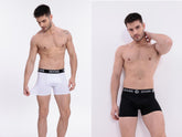 4er Pack Boxershorts Herren Baumwolle Unterhose 2x Weiß + 2x Schwarz Gr. M