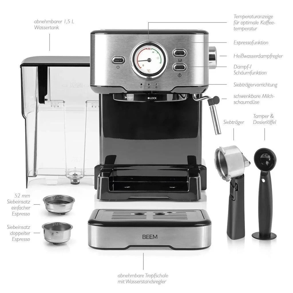 BEEM ESPRESSO-SELECT Edelstahl Siebträgermaschine | Espressomaschine Siebträger