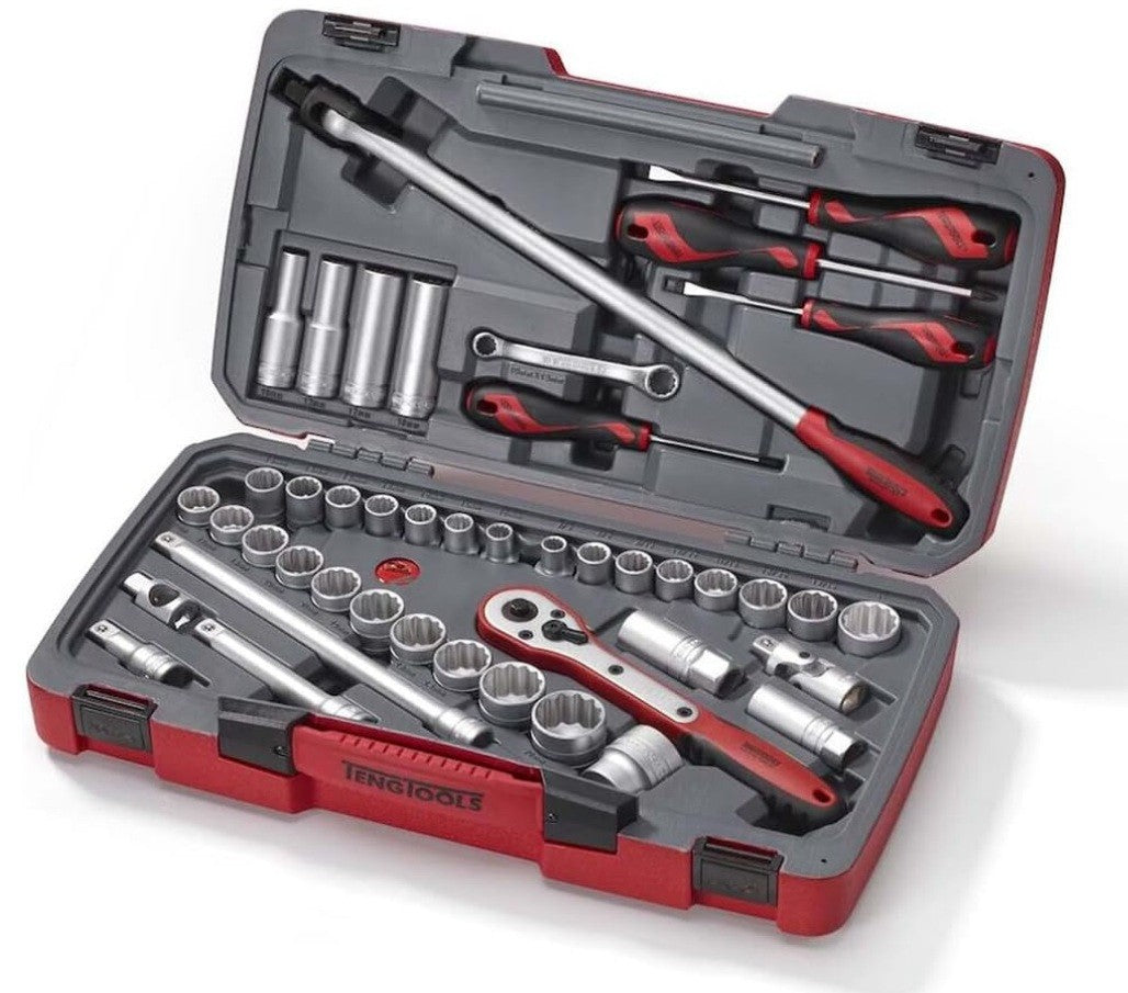 TengTools T1244 Steckschlüssel-Set+Zubehör 1,27cm Antrieb metrisch, AF, 44 Teile