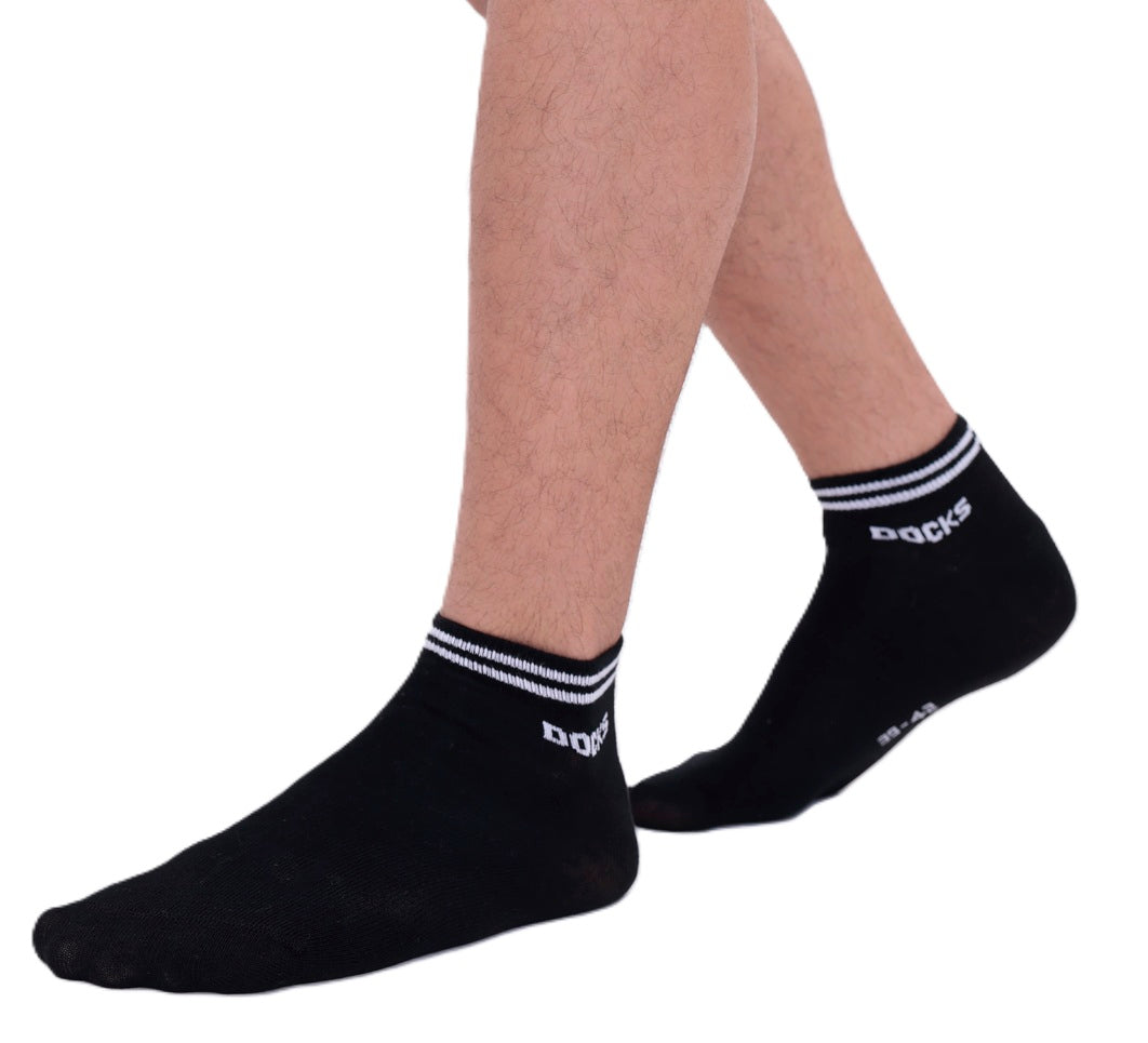 6er Pack DOCKS Sneaker Socken Baumwolle Atmungsaktive Damen&Herren schwarz 43-46