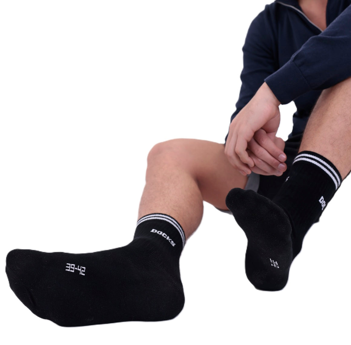 12 Paar DOCKS Socken Komfortbund Sport Tennis Socken Damen Herren schwarz 43-46