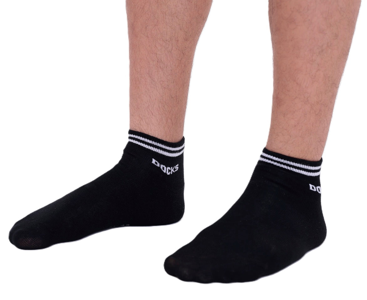 3er Pack DOCKS Sneaker Socken Baumwolle Atmungsaktive Damen&Herren schwarz 39-42