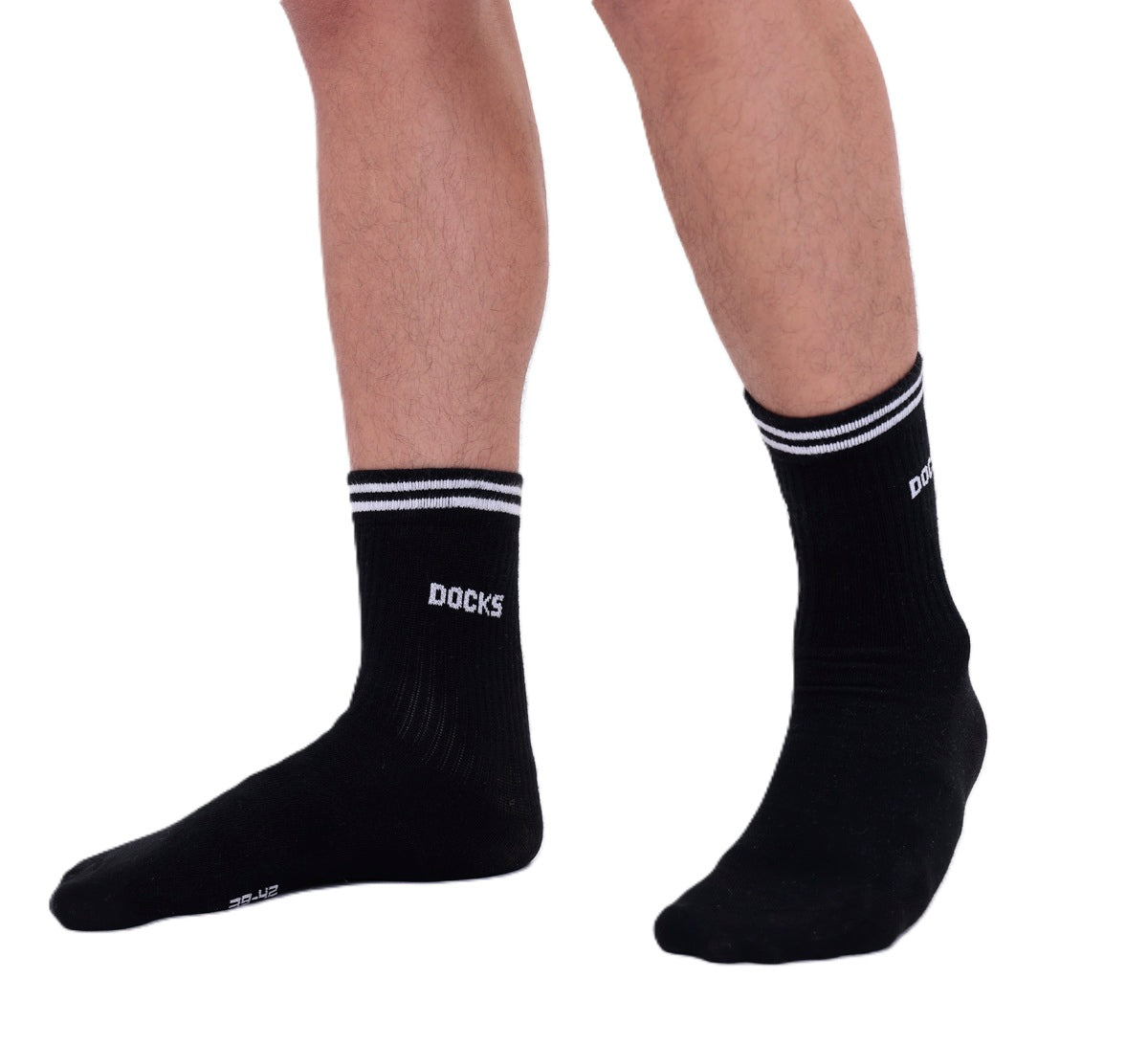 3 Paar DOCKS Socken Komfortbund Sport Tennis Socken Damen Herren schwarz 39-42