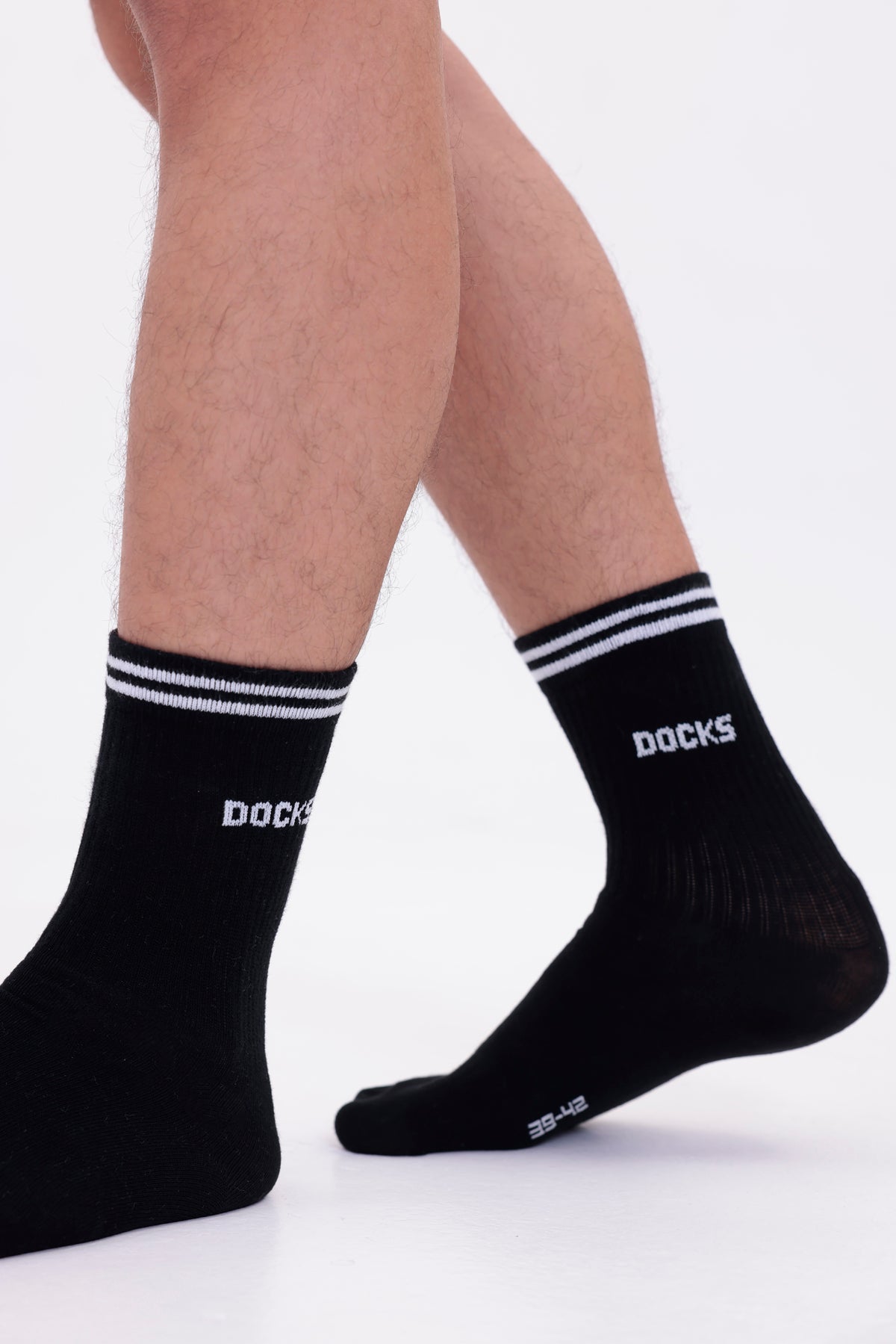 6 Paar DOCKS Socken Komfortbund Sport Tennis Socken Damen Herren schwarz 39-42