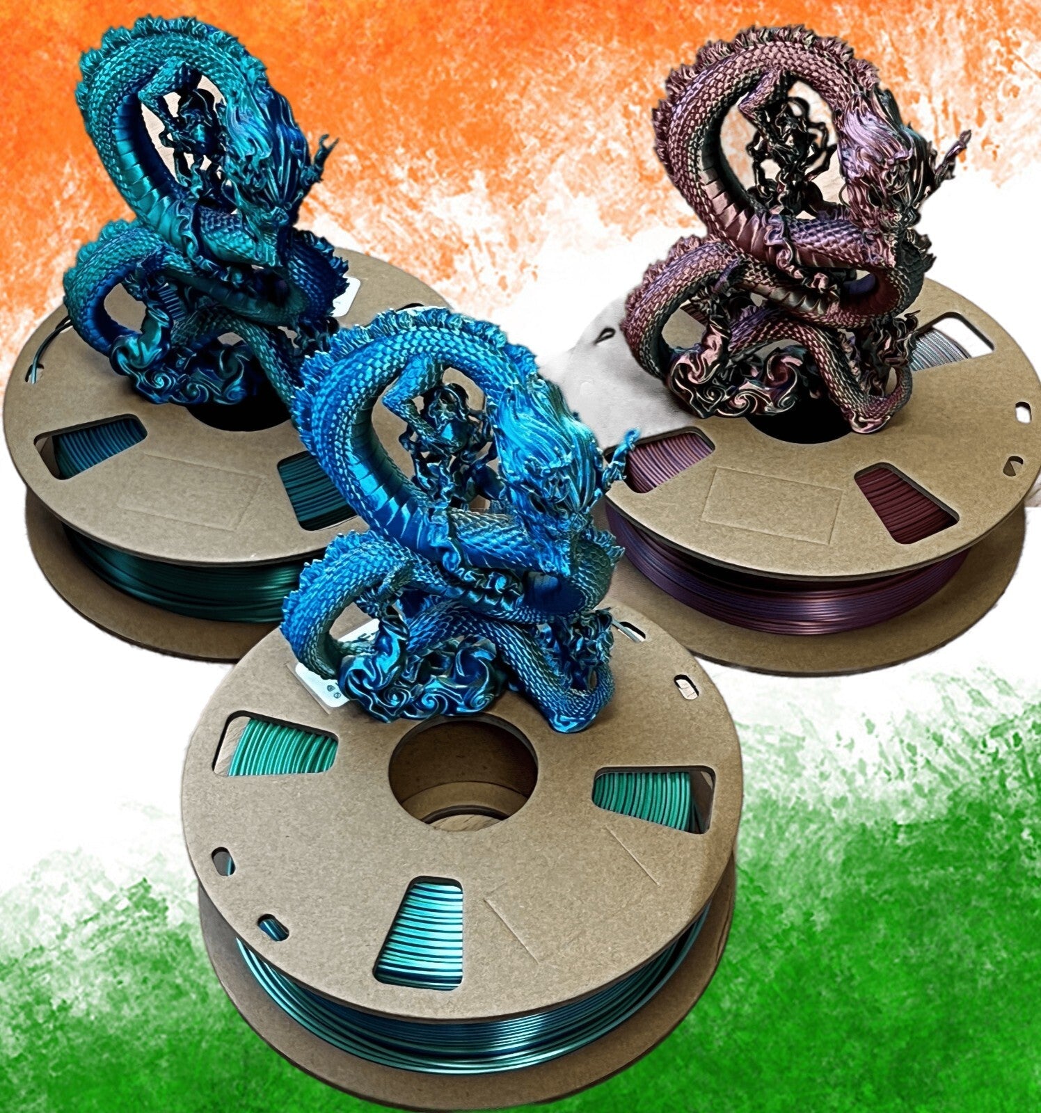 3in1 SILK PLA Filament für 3D Drucker | Dreifarbig Special Magic Effekt - NEU 3DPLady Silk Filament 1 kg Green-Purple-Copper