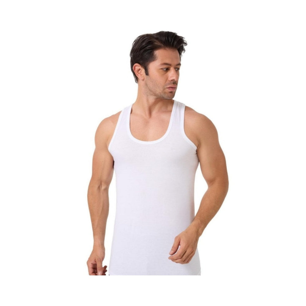 4er Pack Herren Unterhemd Achselhemd Tanktop 100% Baumwolle Weiß