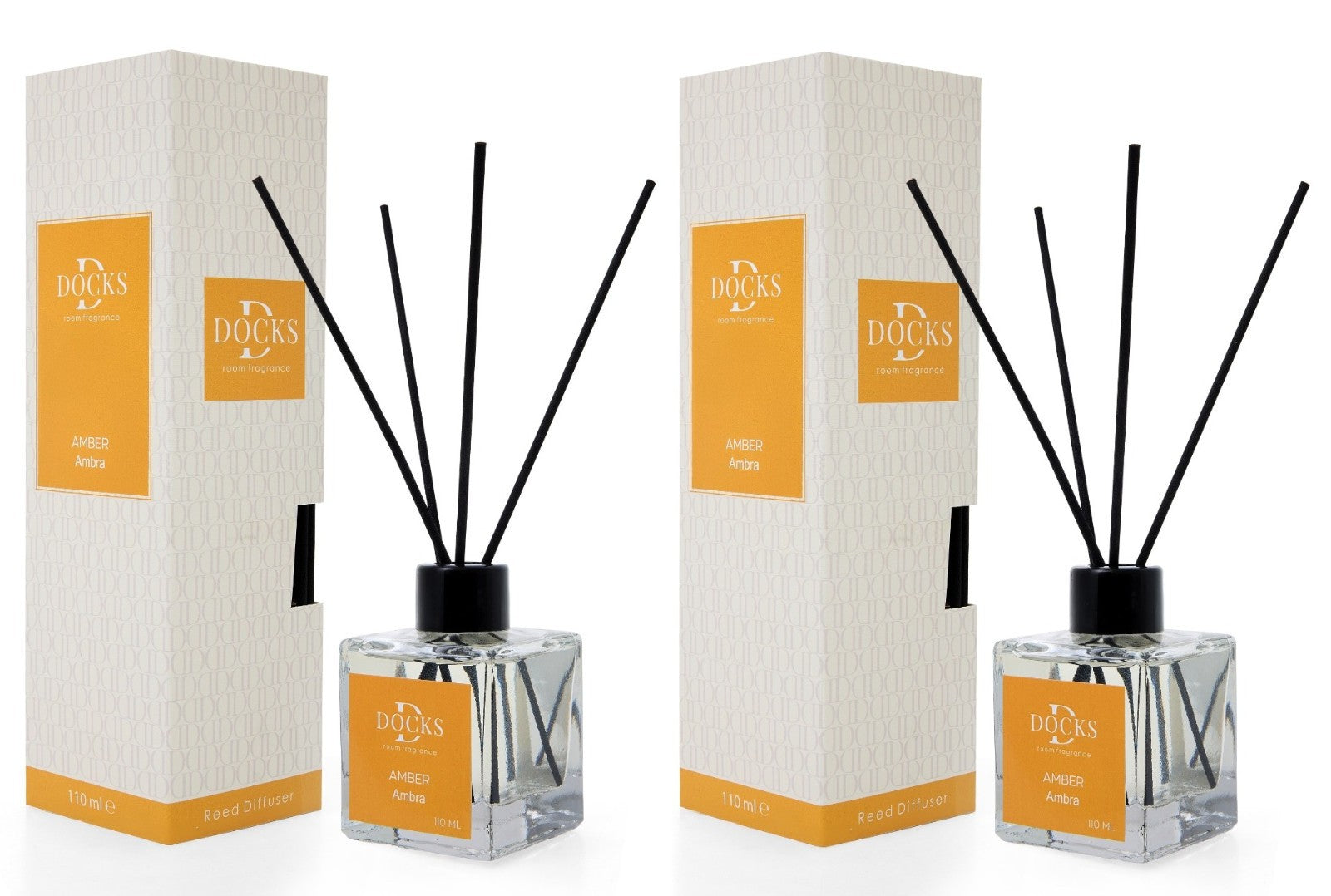 2er Set DOCKS Raumduft Set 110ml Diffuser mit Duftstäbchen – Lufterfrischer Duft Mango