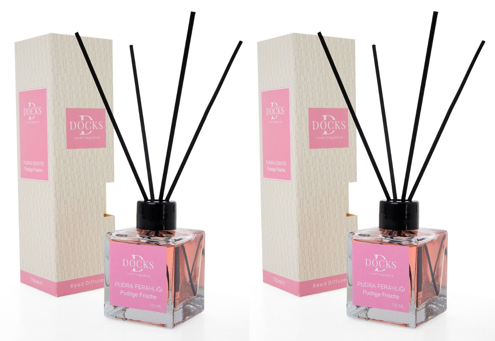 2er Set DOCKS Raumduft Set 110ml Diffuser mit Duftstäbchen – Lufterfrischer Duft Mango