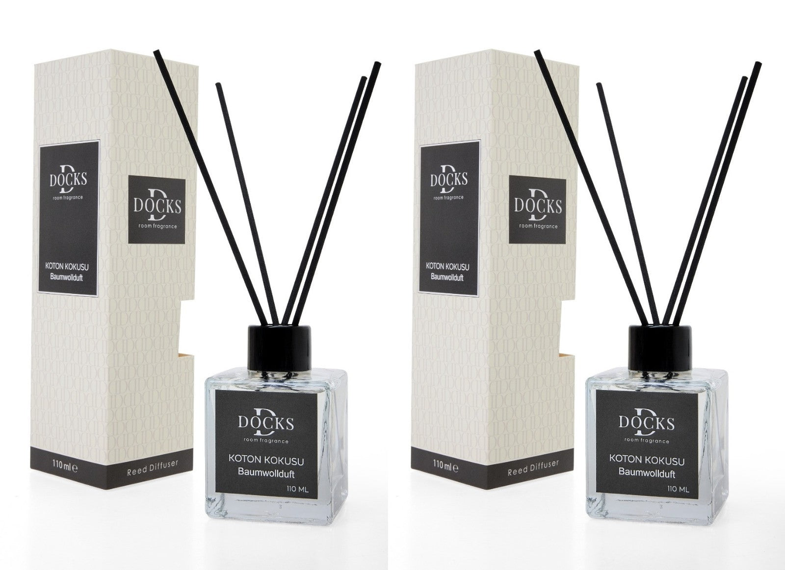 2er Set DOCKS Raumduft Set 110ml Diffuser mit Duftstäbchen – Lufterfrischer Duft Mango