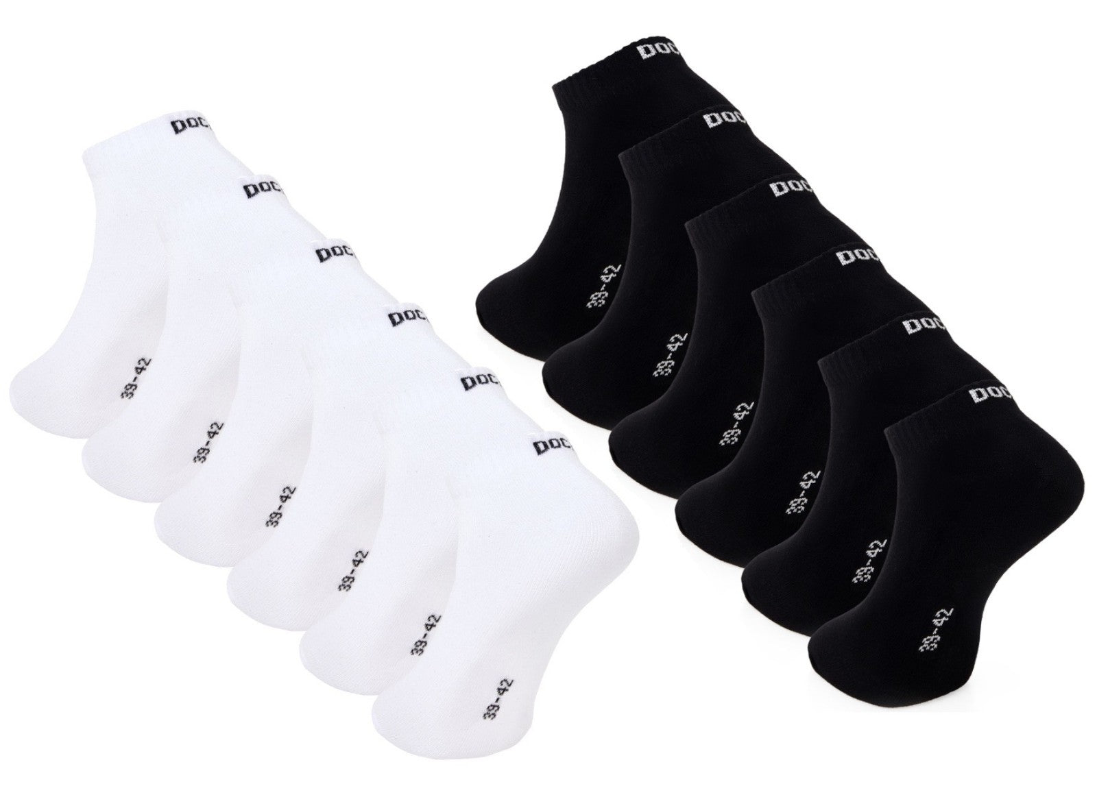 DOCKS Socken Sneaker Socken Baumwolle Weiß Schwarz Größen 35-38 39-42 43-46 Schwarz 39-42 6er Pack