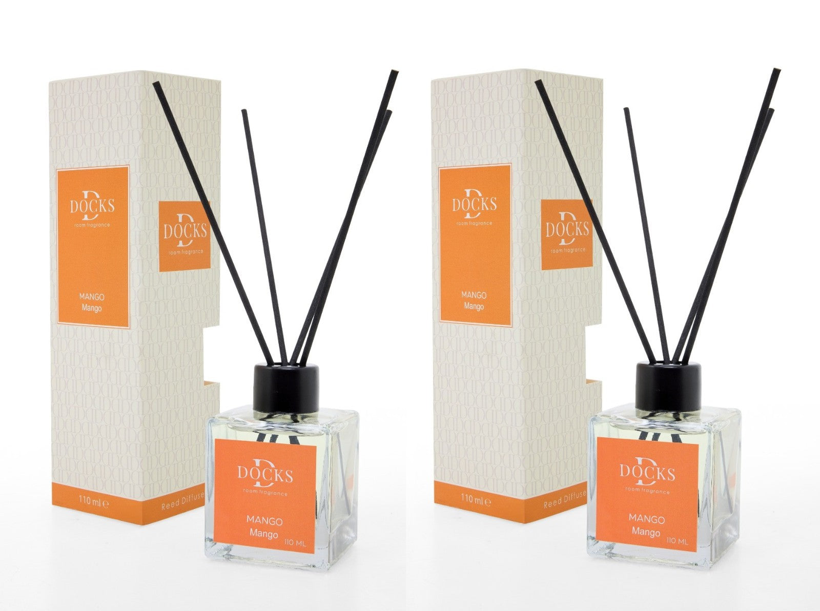 2er Set DOCKS Raumduft Set 110ml Diffuser mit Duftstäbchen – Lufterfrischer Duft Mango
