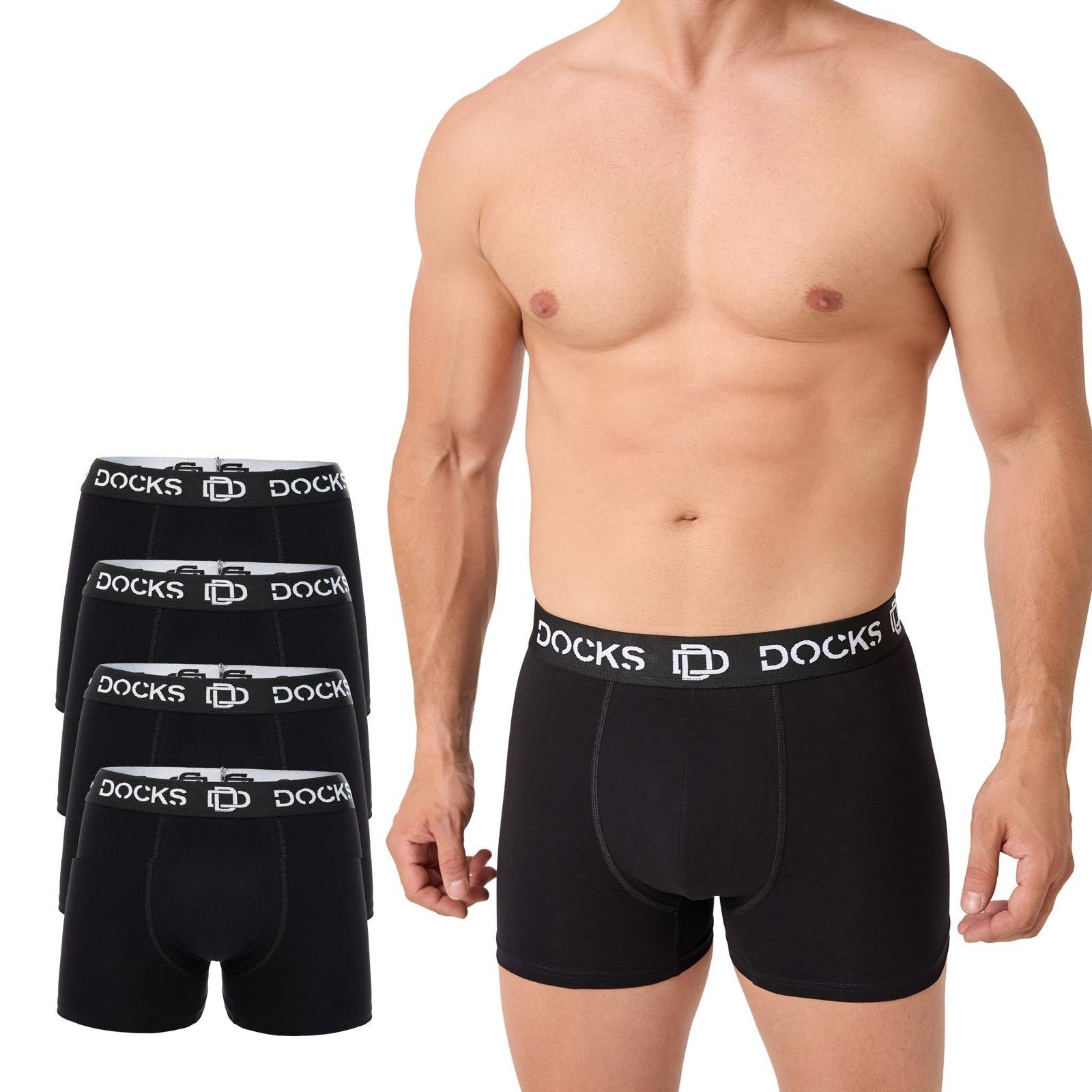 Bequeme Herren Boxershorts Schwarz Baumwolle Männer Unterhose Boxer 4 Stk M-4XL Schwarz 2XL
