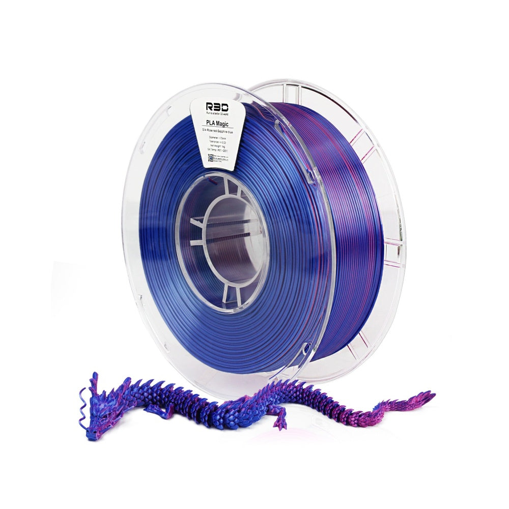 2in1 SILK PLA Filament für 3D Drucker | Zweifarbig Special Magic Effekt - NEU 3DPLady Silk Filament 1 kg Silk Rose Red - Blue