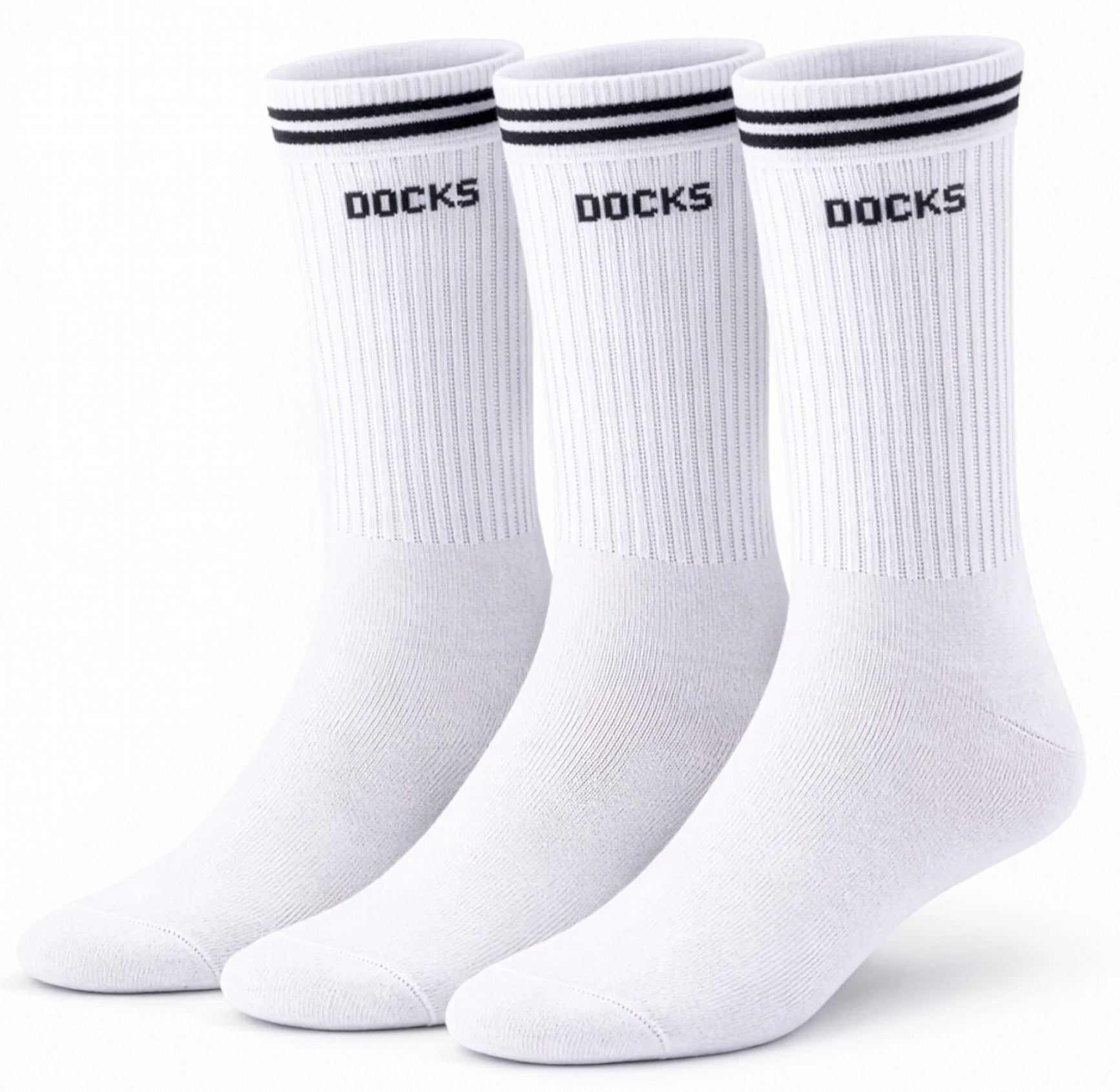 3 Paar DOCKS Socken Komfortbund Sport Tennis Socken Damen Herren weiß 43-46