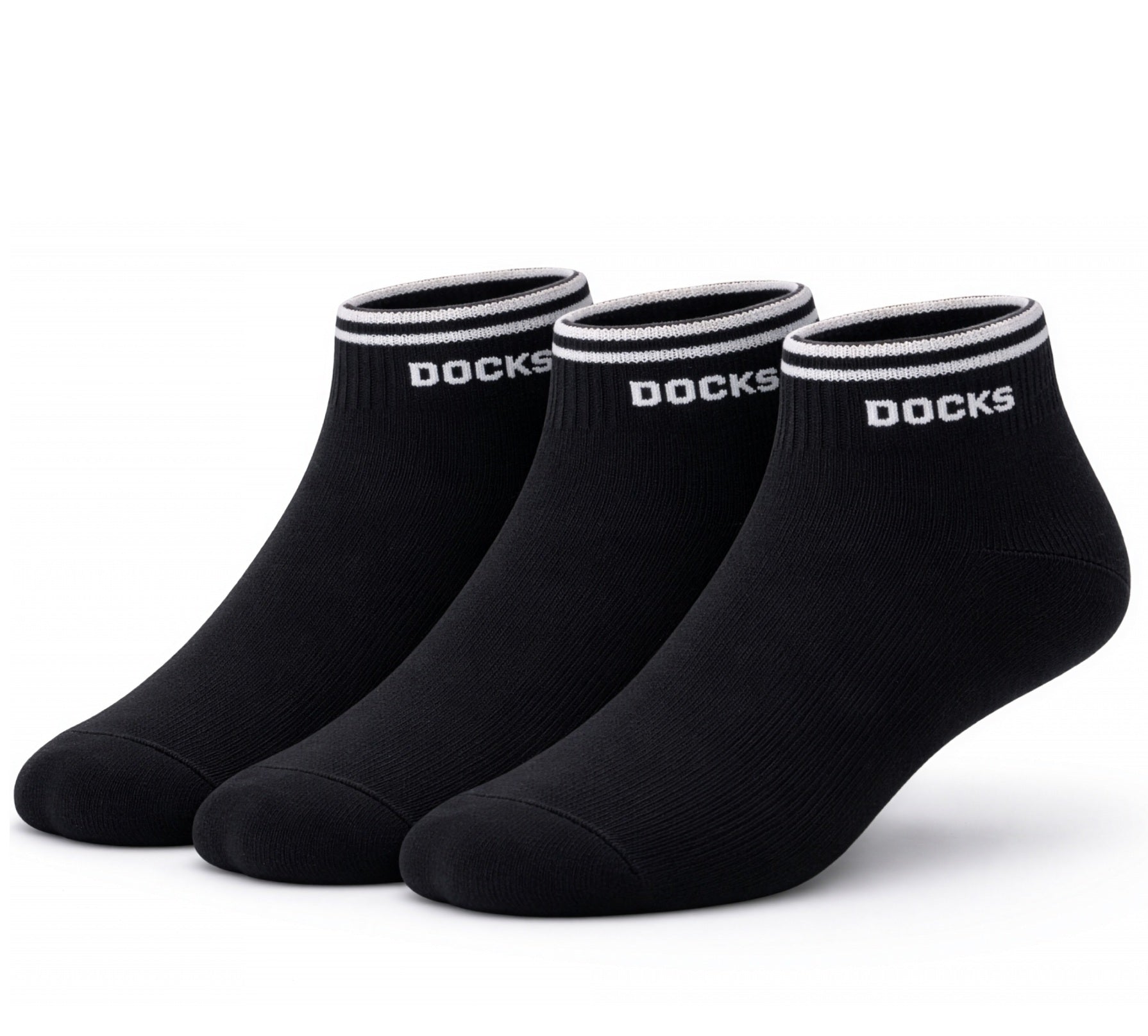 3er Pack DOCKS Sneaker Socken Baumwolle Atmungsaktive Damen&Herren schwarz 39-42