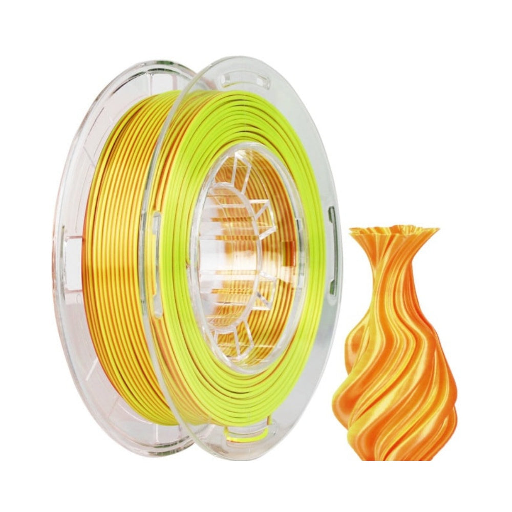 2in1 SILK PLA Filament für 3D Drucker | Zweifarbig Special Magic Effekt - NEU 3DPLady Silk Filament 0,25 kg Silk Orange - Yellow