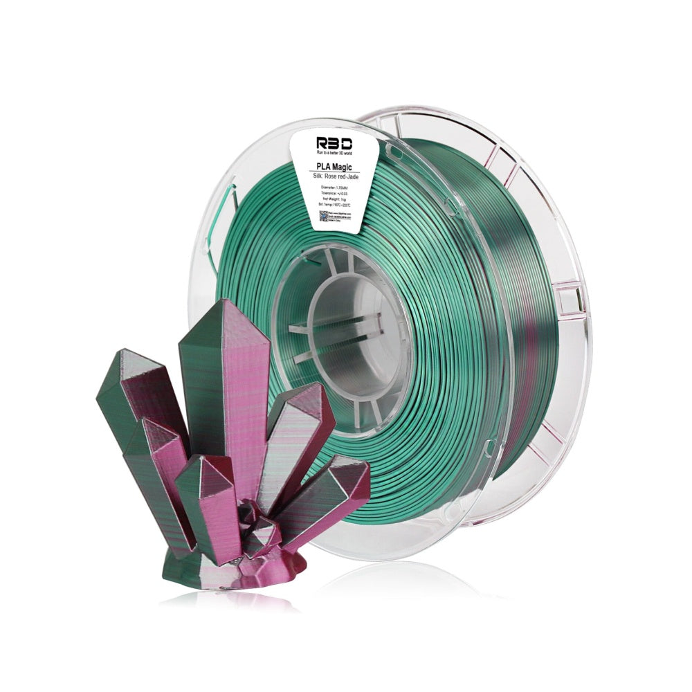 2in1 SILK PLA Filament für 3D Drucker | Zweifarbig Special Magic Effekt - NEU 3DPLady Silk Filament 0,25 kg Silk Rose - Red Jade