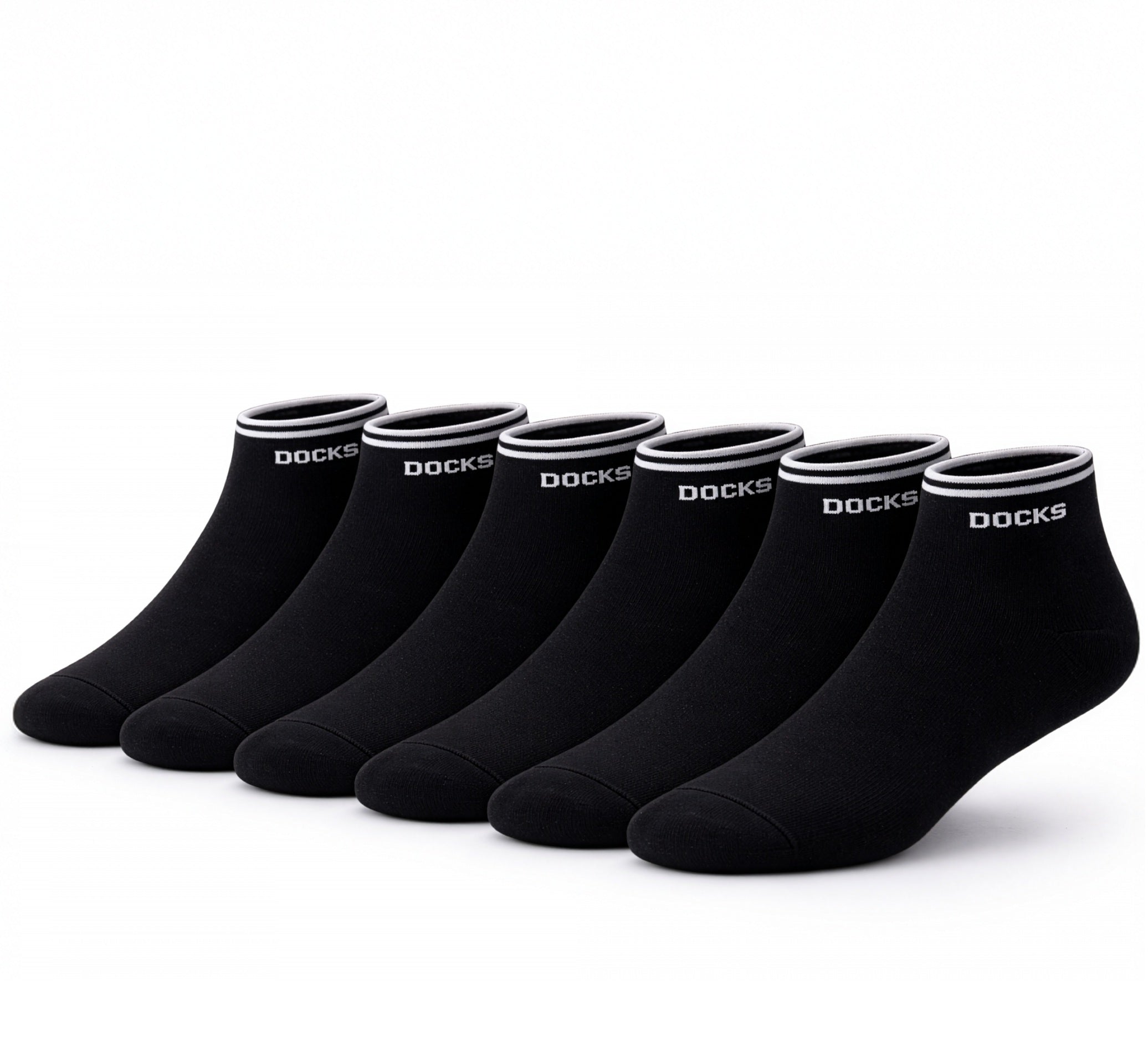 6er Pack DOCKS Sneaker Socken Baumwolle Atmungsaktive Damen&Herren schwarz 39-42