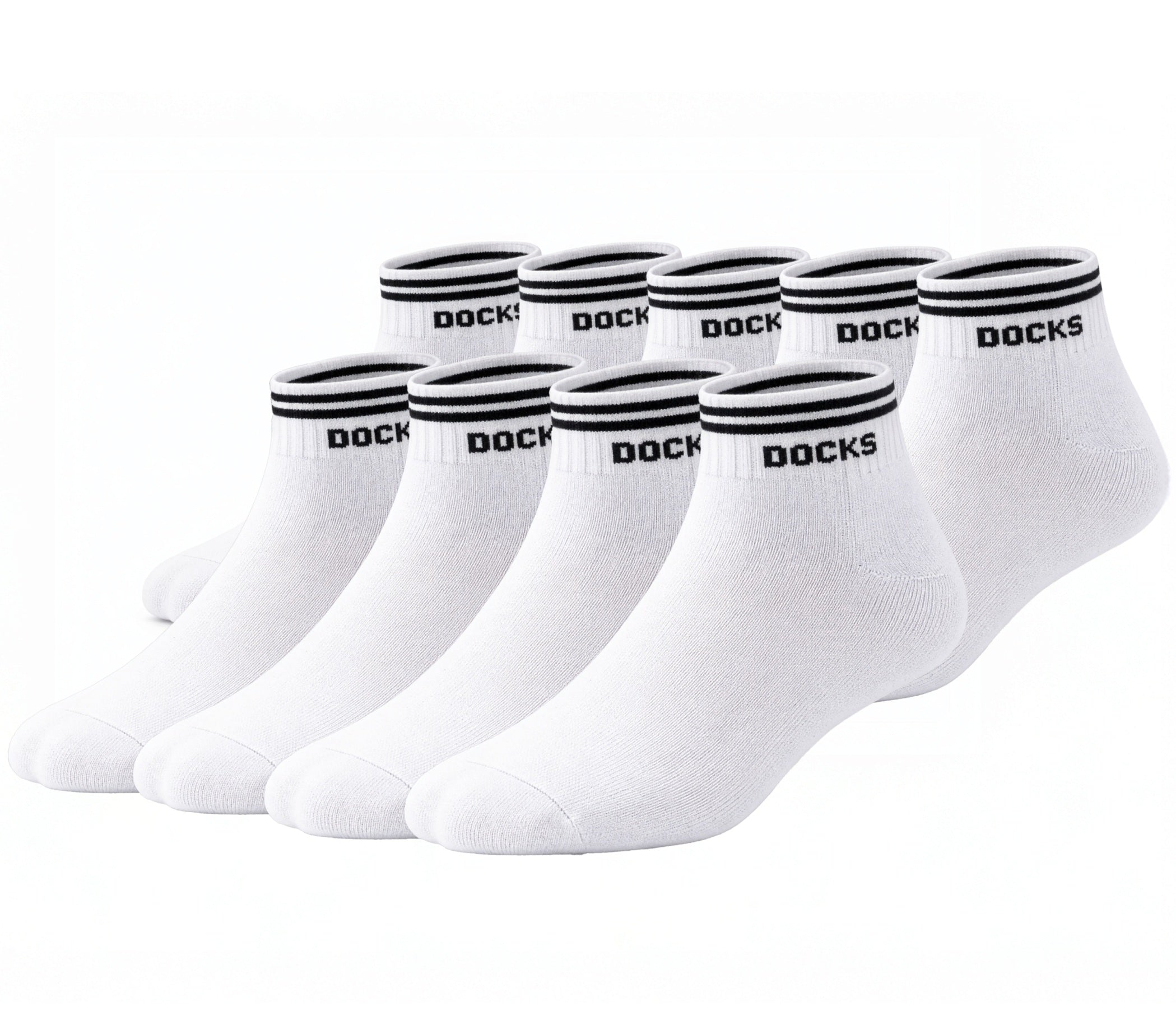 9er Pack DOCKS Sneaker Socken Baumwolle Atmungsaktive Damen & Herren weiß 39-42