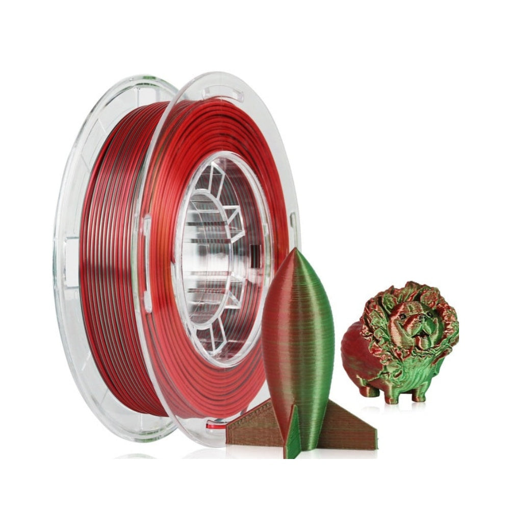 2in1 SILK PLA Filament für 3D Drucker | Zweifarbig Special Magic Effekt - NEU 3DPLady Silk Filament 0,25 kg Silk Red - Green