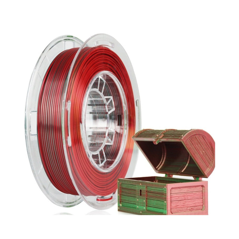 2in1 SILK PLA Filament für 3D Drucker | Zweifarbig Special Magic Effekt - NEU 3DPLady Silk Filament 0,25 kg Silk Red - Green