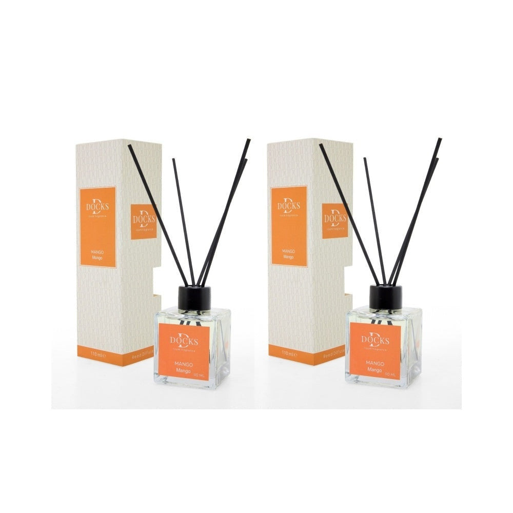 2er Set DOCKS Raumduft Set 110ml Diffuser mit Duftstäbchen – Lufterfrischer Duft Mango
