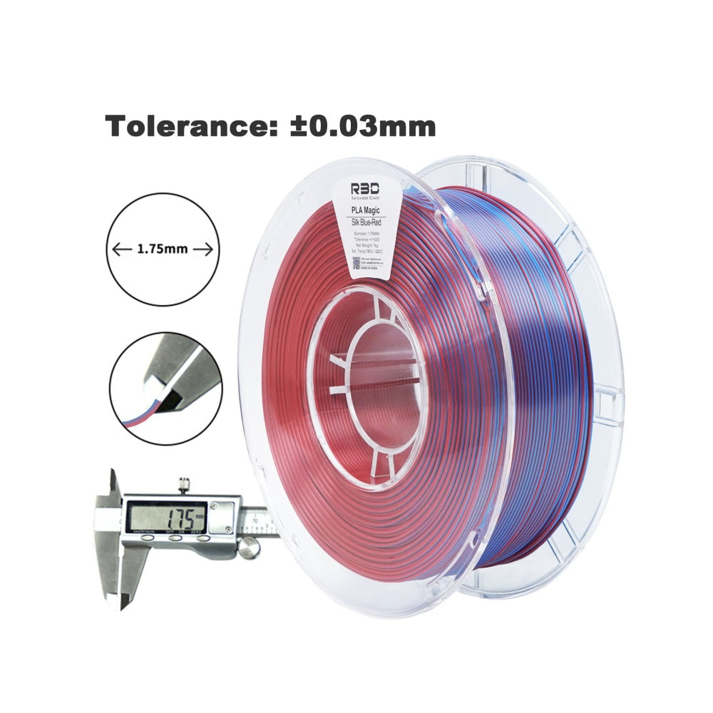 2in1 SILK PLA Filament für 3D Drucker | Zweifarbig Special Magic Effekt - NEU 3DPLady Silk Filament 1 kg Silk Blue - Red