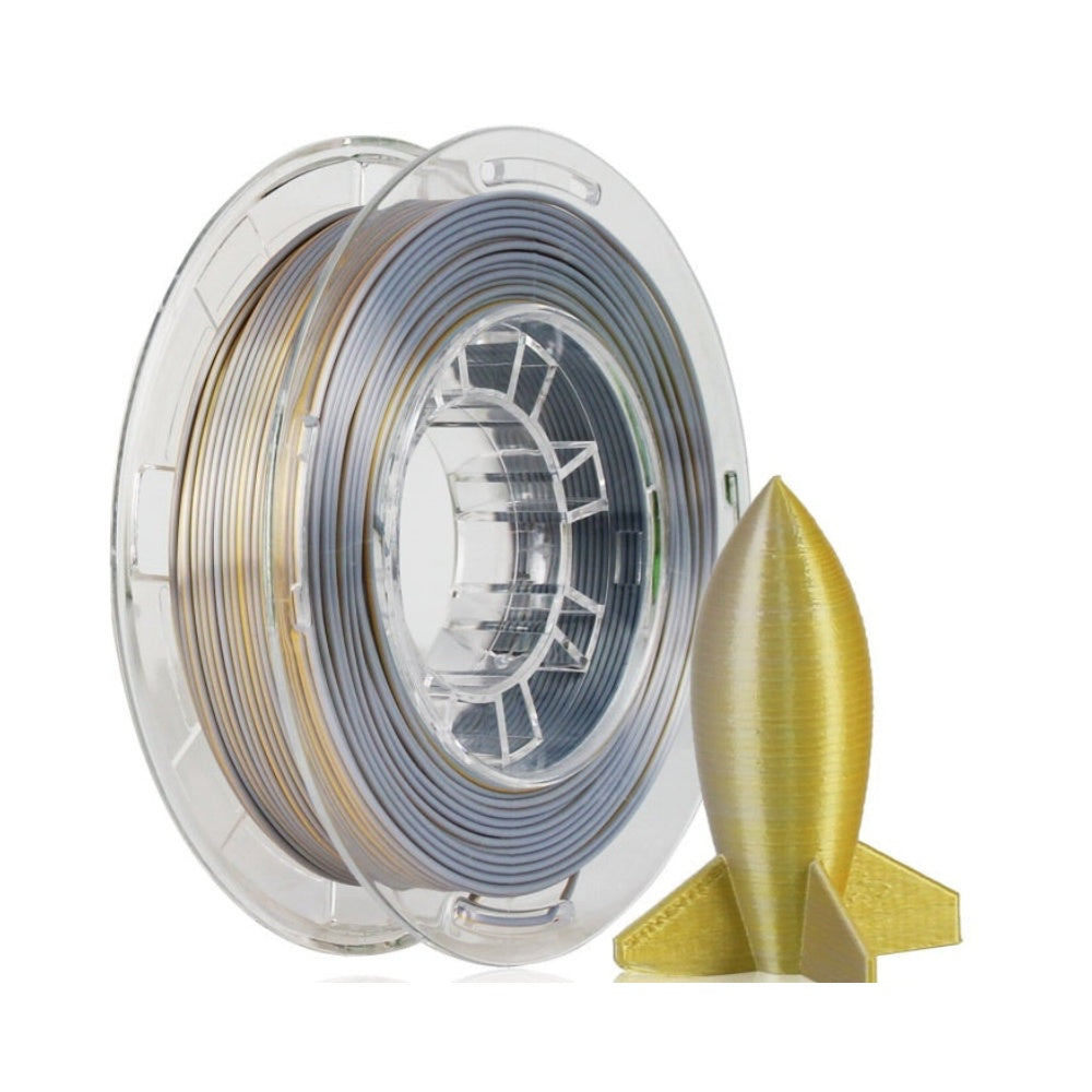 2in1 SILK PLA Filament für 3D Drucker | Zweifarbig Special Magic Effekt - NEU 3DPLady Silk Filament 0,25 kg Silk Gold - Silver