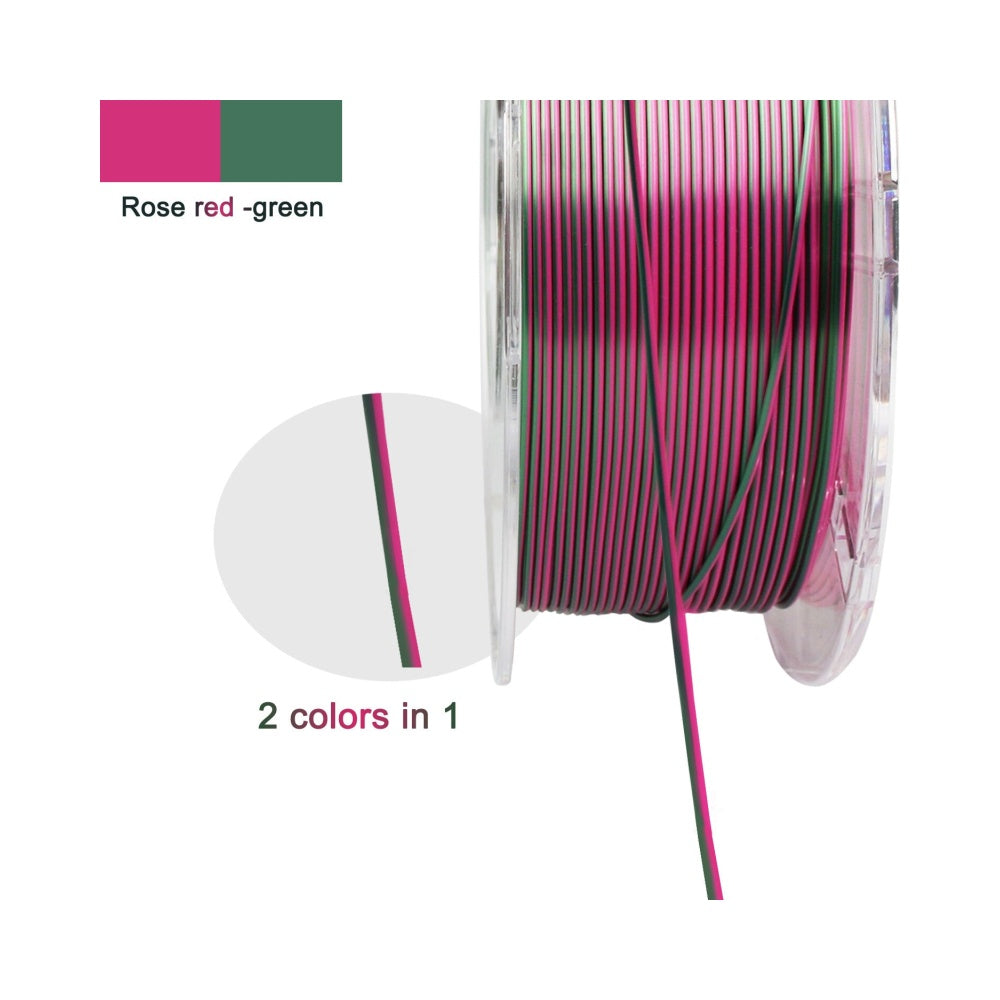 2in1 SILK PLA Filament für 3D Drucker | Zweifarbig Special Magic Effekt - NEU 3DPLady Silk Filament 1 kg Silk Rose Red - Green