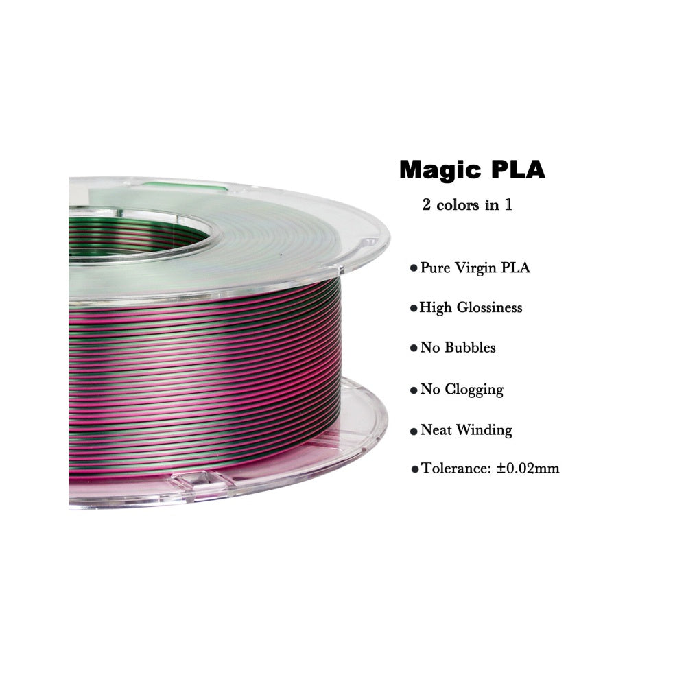 2in1 SILK PLA Filament für 3D Drucker | Zweifarbig Special Magic Effekt - NEU 3DPLady Silk Filament 1 kg Silk Rose Red - Green