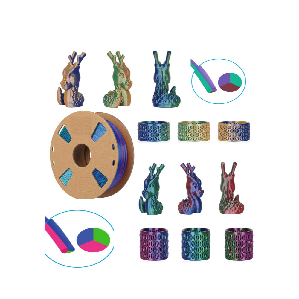 3in1 SILK PLA Filament für 3D Drucker | Dreifarbig Special Magic Effekt - NEU