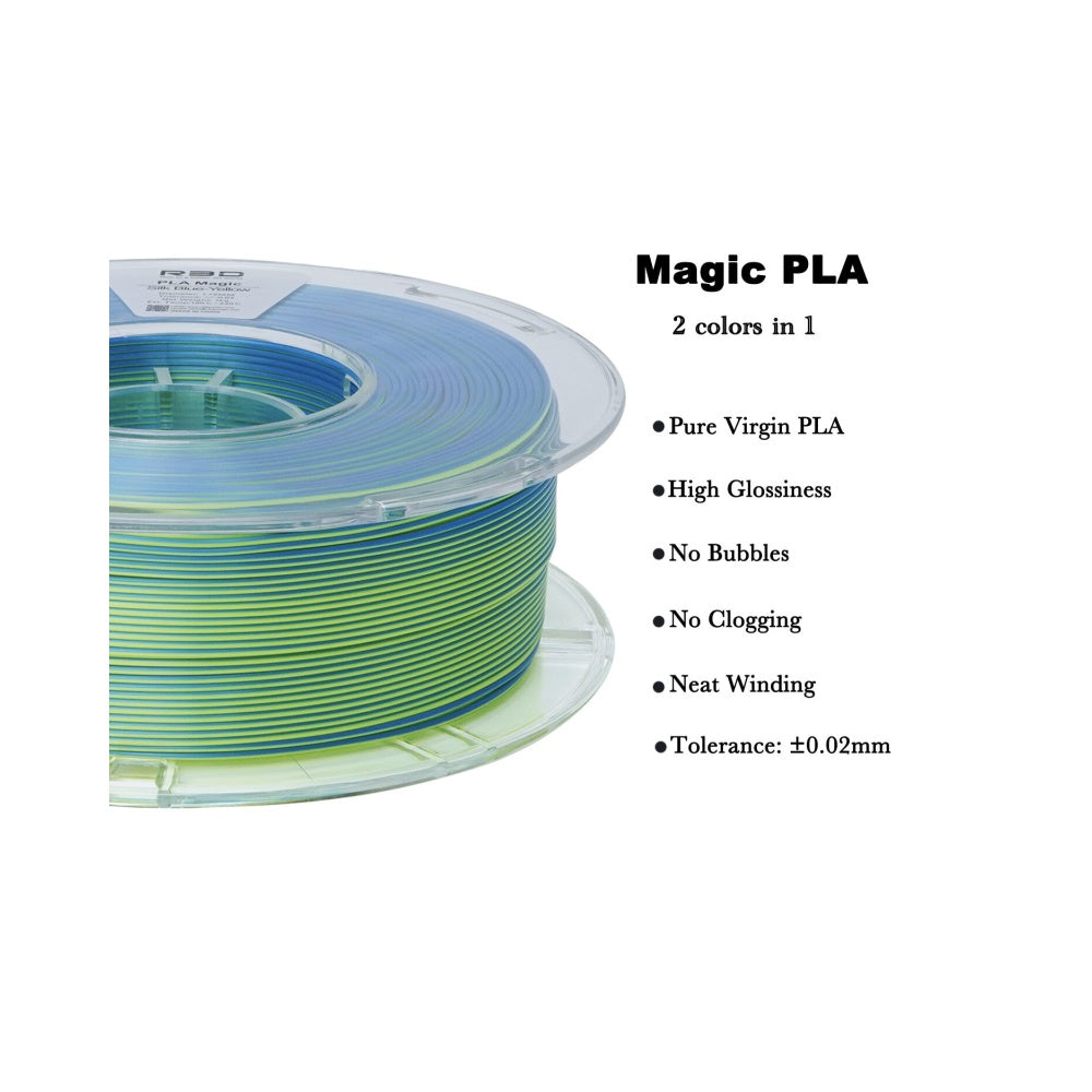 2in1 SILK PLA Filament für 3D Drucker | Zweifarbig Special Magic Effekt - NEU 3DPLady Silk Filament 0,25 kg Silk Yellow - Blue