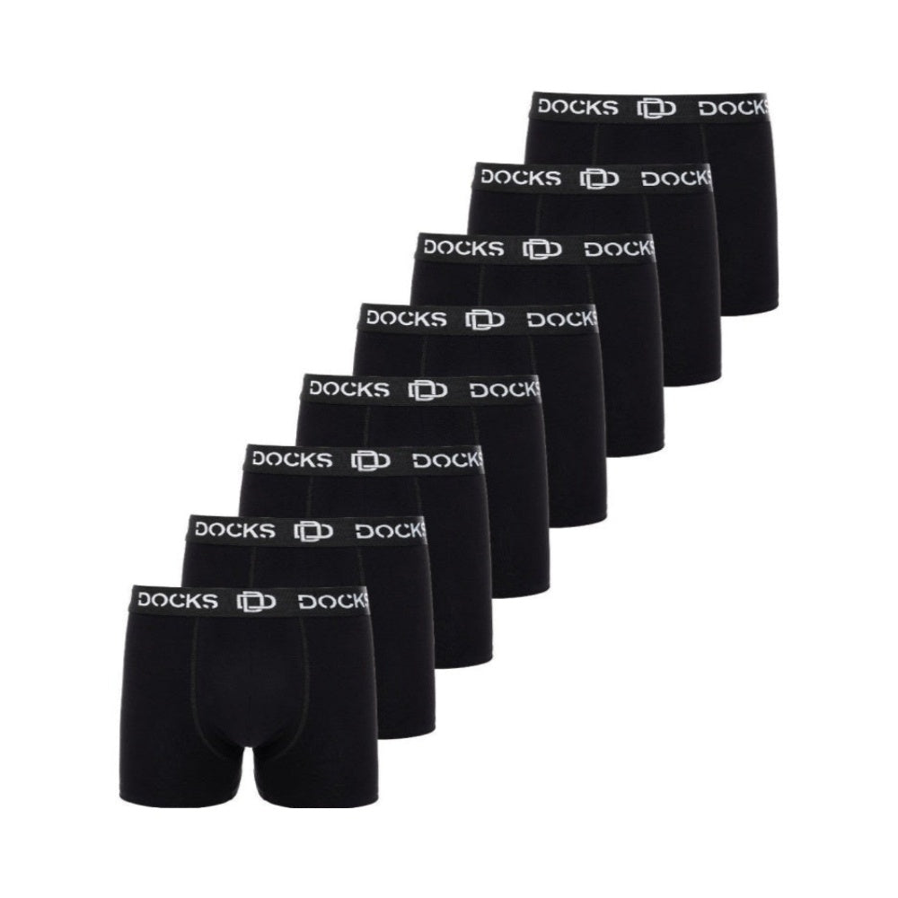 8 x ORIGINAL DOCKS Baumwolle Boxershorts Herren Unterhose Schwarz Männer Boxer