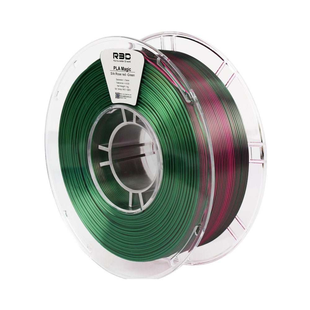 2in1 SILK PLA Filament für 3D Drucker | Zweifarbig Special Magic Effekt - NEU 3DPLady Silk Filament 1 kg Silk Rose Red - Green
