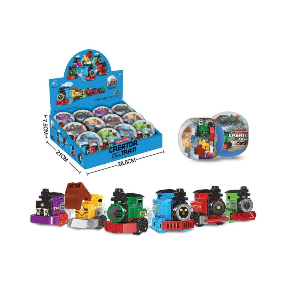 12x Überraschungsei Lokomotive 🚂 – Klemmbaustein Zug Spielzeug für Kinder 🎁