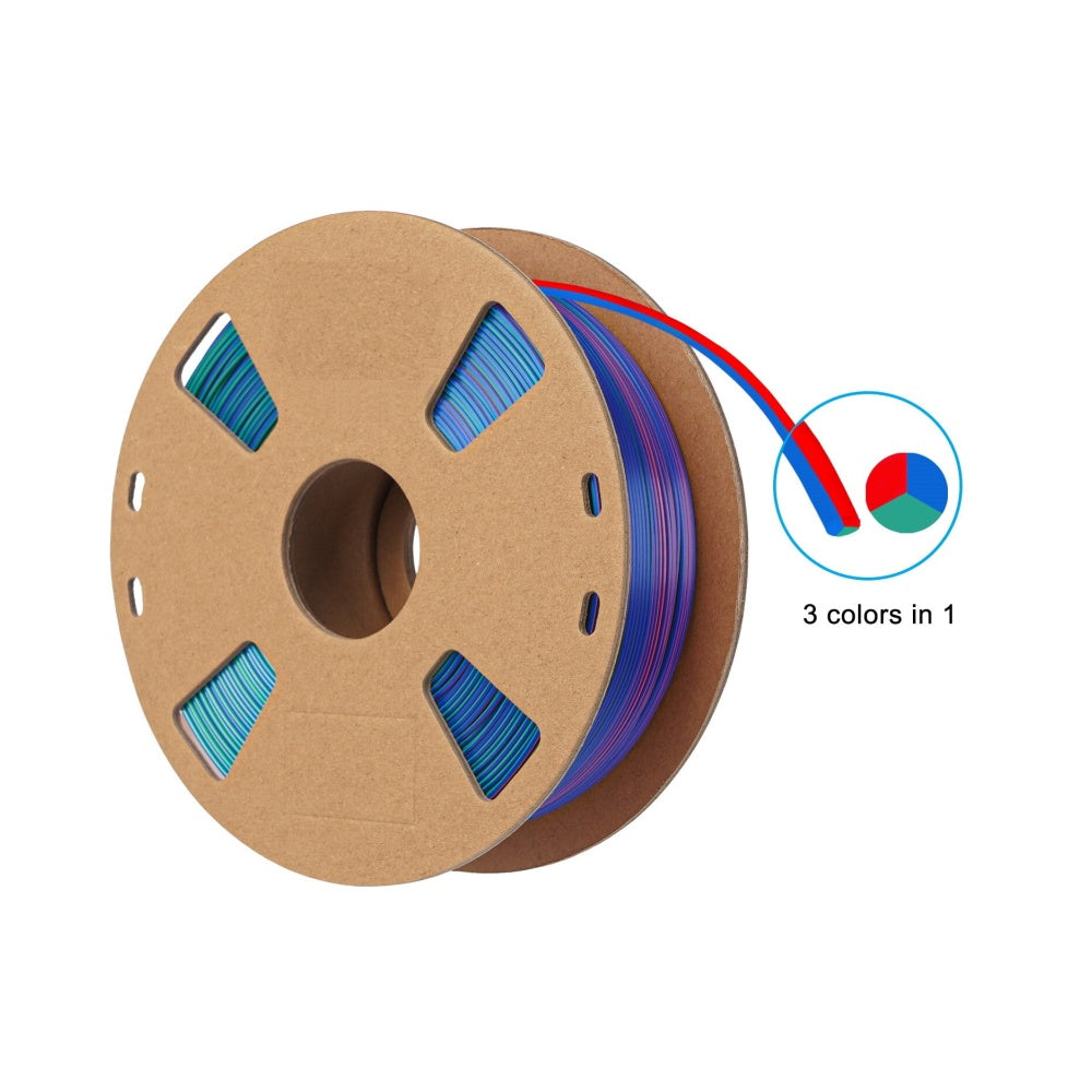 3in1 SILK PLA Filament für 3D Drucker | Dreifarbig Special Magic Effekt - NEU 3DPLady Silk Filament 1 kg Red-Blue-Green