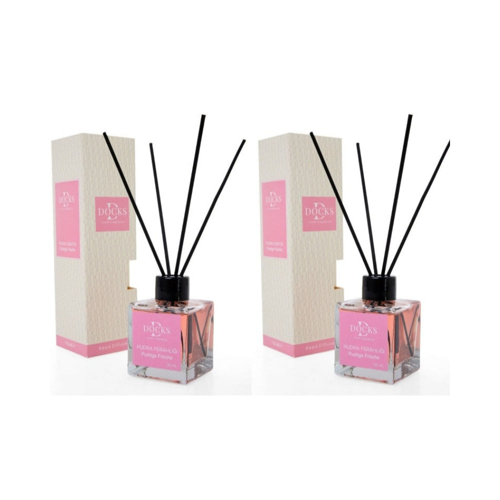 2er Set DOCKS Raumduft Set 110ml Diffuser mit Duftstäbchen – Lufterfrischer Duft Babypuder
