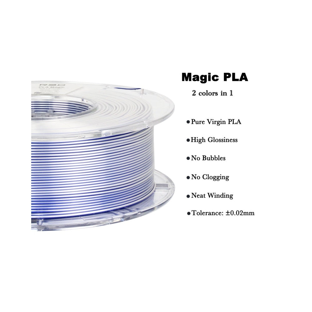2in1 SILK PLA Filament für 3D Drucker | Zweifarbig Special Magic Effekt - NEU 3DPLady Silk Filament 1 kg Blue - Grey (Lavender)