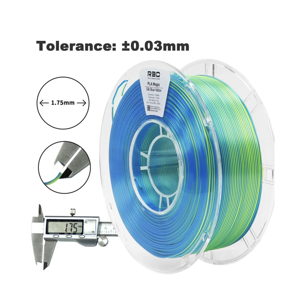 2in1 SILK PLA Filament für 3D Drucker | Zweifarbig Special Magic Effekt - NEU 3DPLady Silk Filament 0,25 kg Silk Yellow - Blue