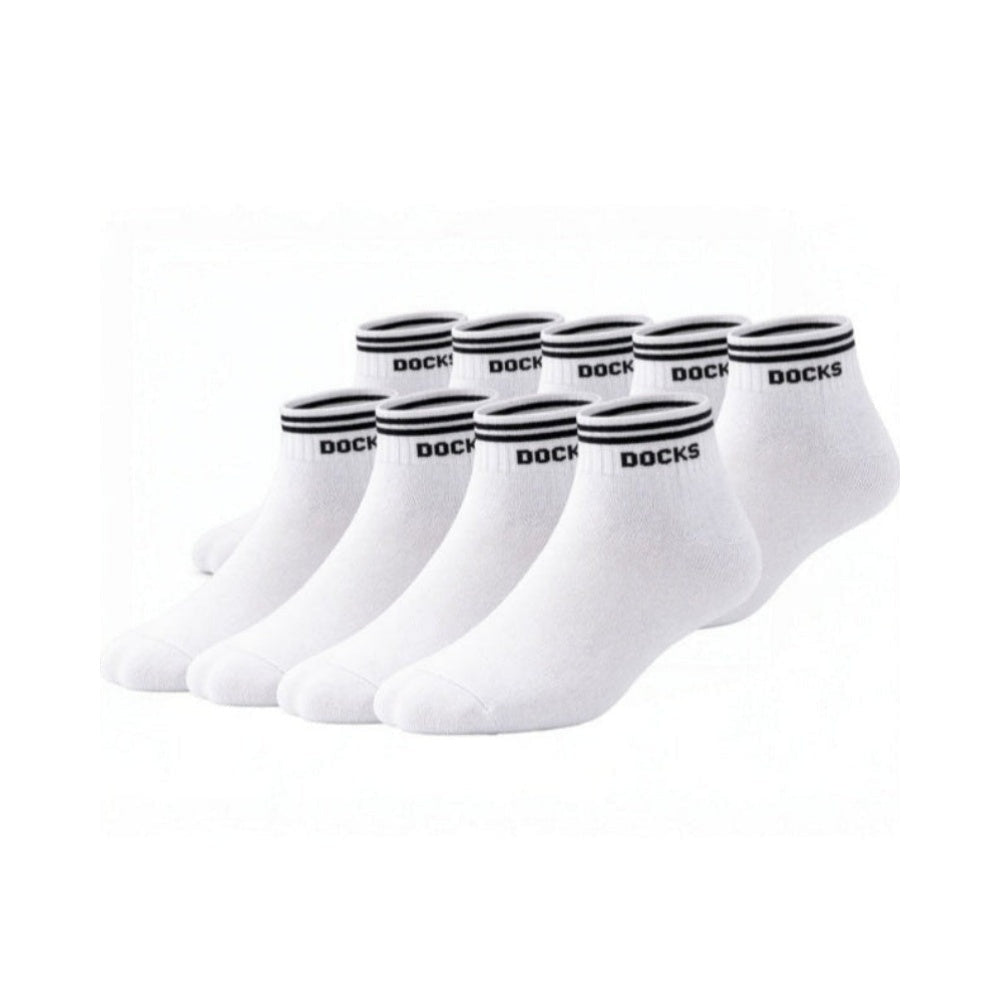 9er Pack DOCKS Sneaker Socken Baumwolle Atmungsaktive Damen & Herren weiß 35-38