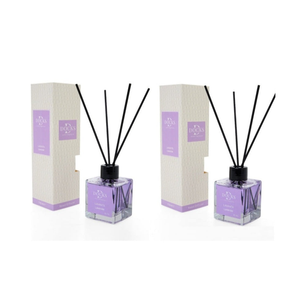 2er Set DOCKS Raumduft Set 110ml Diffuser mit Duftstäbchen – Lufterfrischer Duft Lavendel