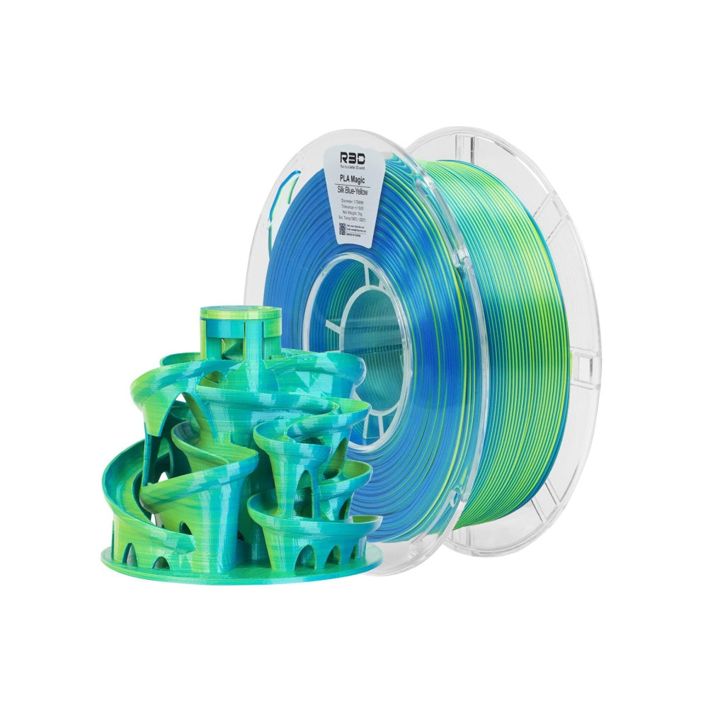 2in1 SILK PLA Filament für 3D Drucker | Zweifarbig Special Magic Effekt - NEU 3DPLady Silk Filament 0,25 kg Silk Yellow - Blue